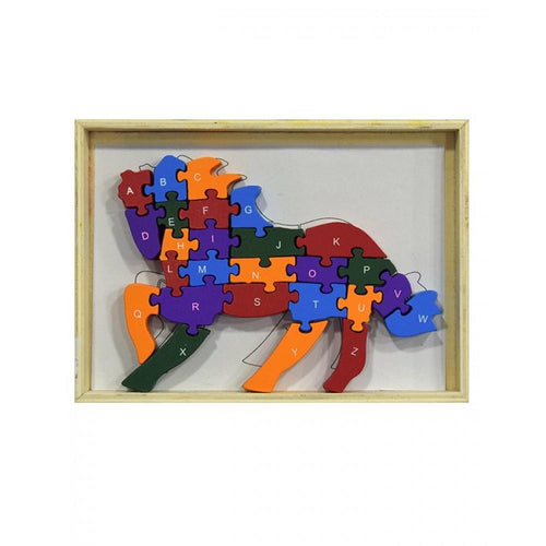 Wooden Puzzle Block ABC & 123 Horse