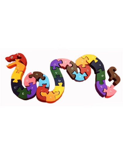 Wooden Puzzle Block ABC & 123 Snake