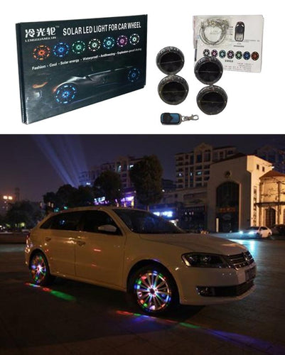 7 Color Waterproof Solar Energy LED Flash Light For Car Rim