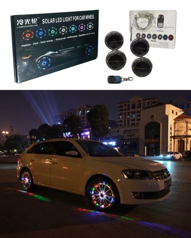 7 Color Waterproof Solar Energy LED Flash Light For Car Rim