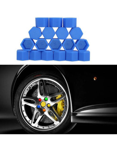 Silicon Wheel Hub Nut Covers 17MM For Cars - Blue