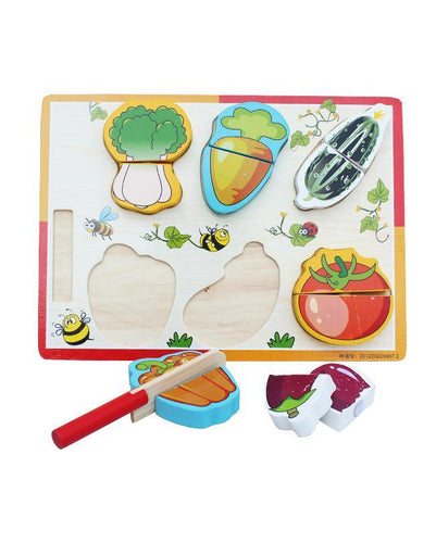 Wooden Vegetables Cutting Learning Board For Kids