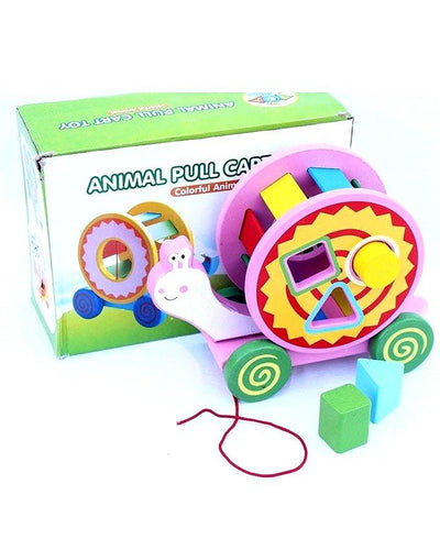 Wooden Animal Pull Snail Pink