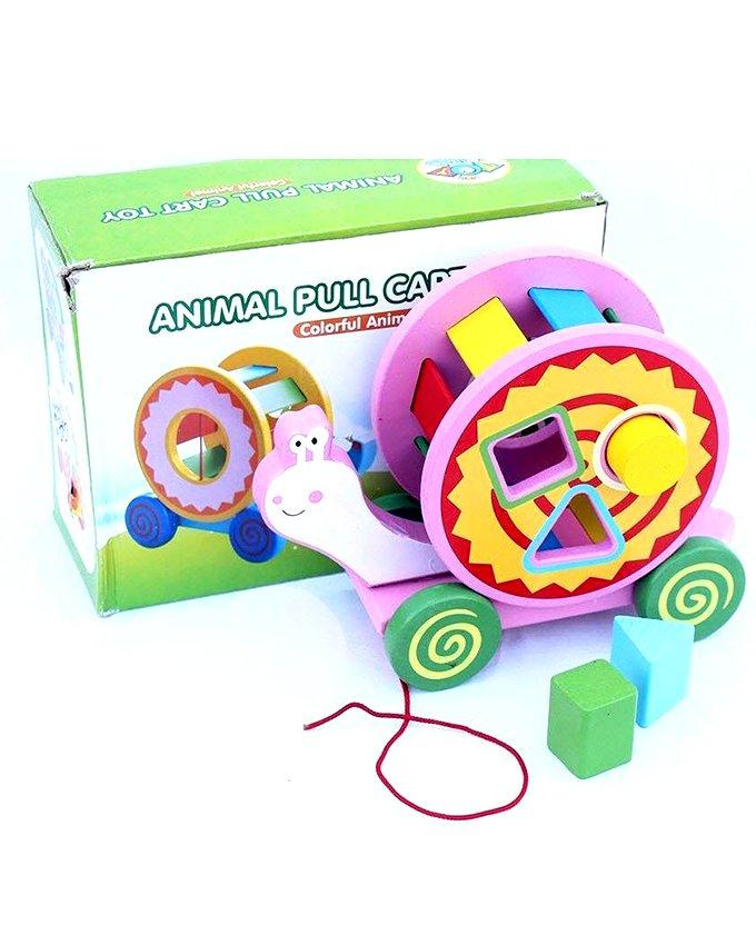 Wooden Animal Pull Snail Pink