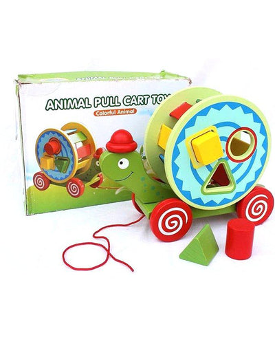 Wooden Animal Pull Tortoise Green