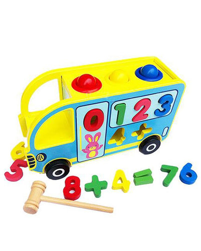 Knock The Ball Digital Bus Wooden Toys Early Learning Toy