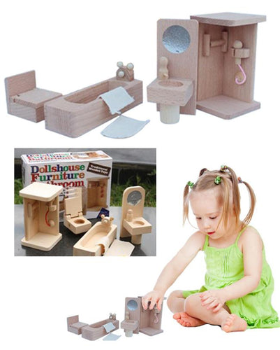 Wooden Dollhouse Furniture - Classic Bathroom