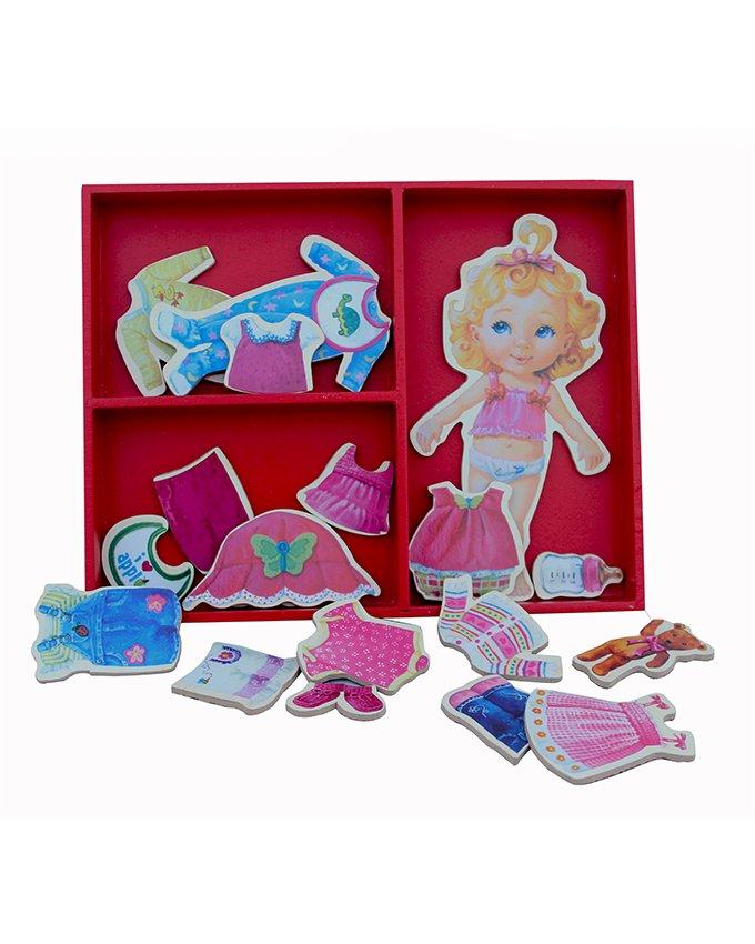 Wooden Doll Dress Board Red