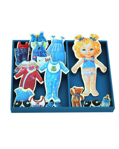 Wooden Doll Dress Board Blue