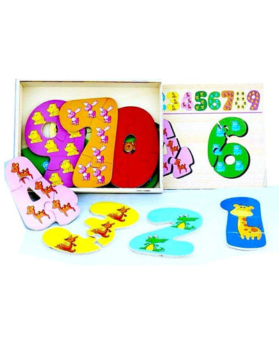 Wooden Numbers Animal Puzzle Box For Kids