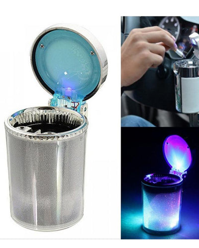 LED Ashtray With Multicolor LED Type-R For All Cars - Silver