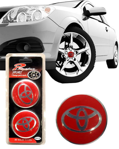 Car Emblem Badge Sticker - Toyota - 56.5mm - Red