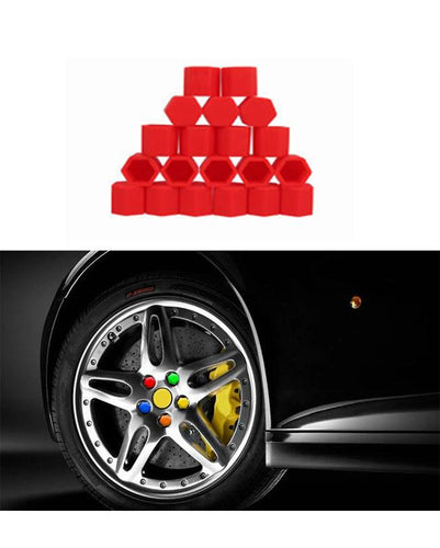Silicon Wheel Hub Nut Covers 17MM For Cars - Red