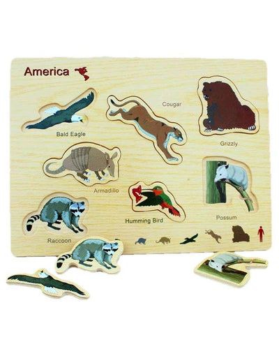 Wooden America Animals Board