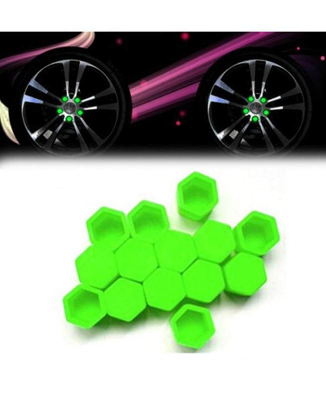 Silicon Wheel Hub Nut Covers 17MM For Cars  - Green