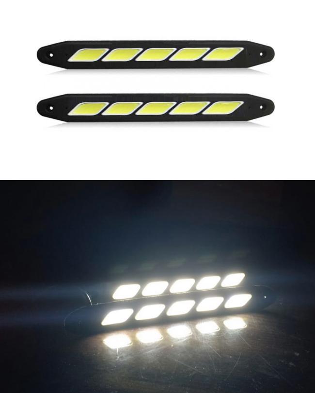 2 Pc - Flexible Bumper Car Daytime Running Light COB LED DRL For All Cars - Curve Design