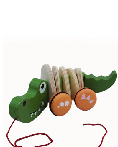 Wooden Crocodile Pull Cart For kids
