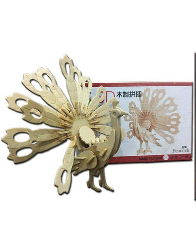3D Wooden Learning Educational DIY Puzzles For Kids - Peacock