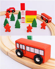Wood Car Bus Tree Circular Orbit Wooden Toy