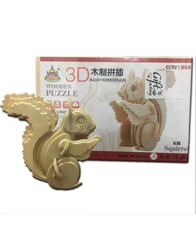 3D Wooden Learning Educational DIY Puzzles For Kids - Squirrel