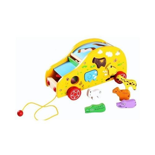 Baby Animals Toy Trailer, Children Wooden Toy