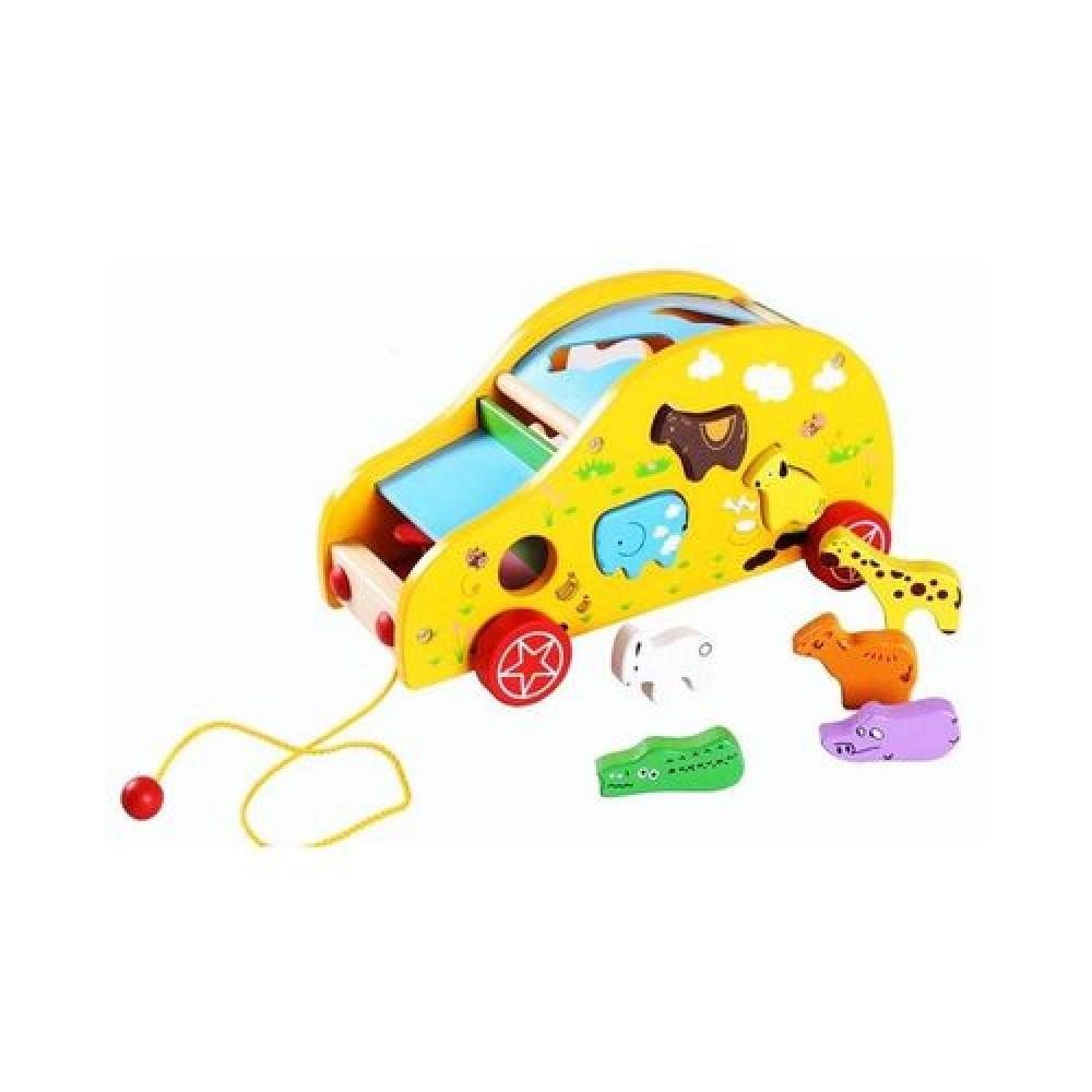 Baby Animals Toy Trailer, Children Wooden Toy