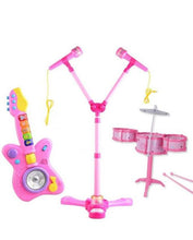 3 In 1 Musical Instrument Concert Center Microphone Set , Guitar & Drum Set Learn & Play - For Kids