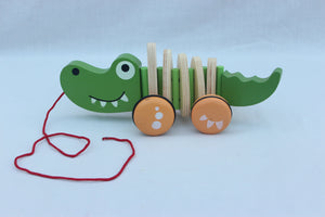 Wooden Crocodile Pull Cart For kids