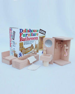 Wooden Dollhouse Furniture - Classic Bathroom