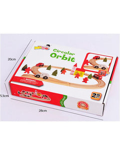 Wood Car Bus Tree Circular Orbit Wooden Toy