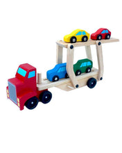 Car Carrier Truck and Cars Wooden Toy Set With 1 Truck and 4 Cars