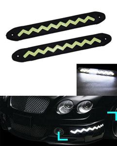 2 Pc - Flexible Bumper Car Daytime Running Light COB LED DRL For All Cars - Zigzag Design