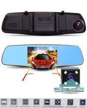 4.3" HD 1080P Dual Lens Car Rearview Mirror DVR Camera Dash Cam Recorder Monitor