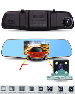 4.3" HD 1080P Dual Lens Car Rearview Mirror DVR Camera Dash Cam Recorder Monitor