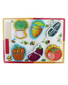 Wooden Vegetables Cutting Learning Board For Kids