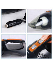 4 In 1 Car Vacuum Cleaner Tyre Inflator Air Compressor With Tyre Pressure Gauge LED Light Color Black