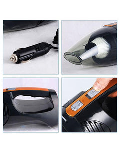 4 In 1 Car Vacuum Cleaner Tyre Inflator Air Compressor With Tyre Pressure Gauge LED Light Color Black