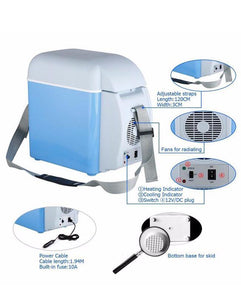 7.5L 12V Mini Cool Hot Food Refrigerator For Cars Blue