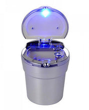 LED Chrome Ashtray With Blue LED For Cars - Silver
