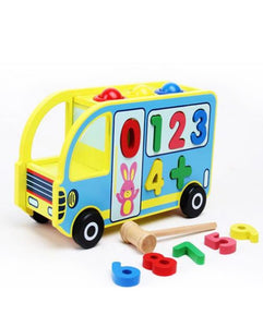 Knock The Ball Digital Bus Wooden Toys Early Learning Toy