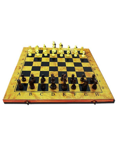 3 in 1 - Chess, Checkers & Backgammon - Black And Brown