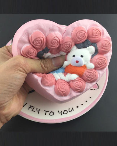 Super Slow Rising Scented Rose Lover Couple Rose cake Heart Shape Squishy