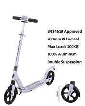 Foldable Aluminium PU Wheels Double Suspension Adult Kick Scooter With Rear DISC Brake